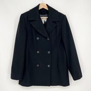 Vintage AKA Eddie Bauer Wool Pea Coat Womens Small Black Double Breasted Classic